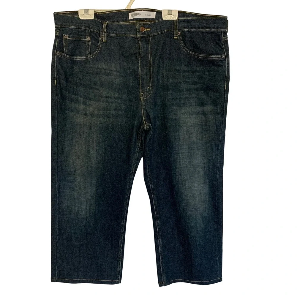 Signature by Levi Strauss & Co Mens S61 Relaxed Fit Dark Wash Denim Jeans 42x30‎